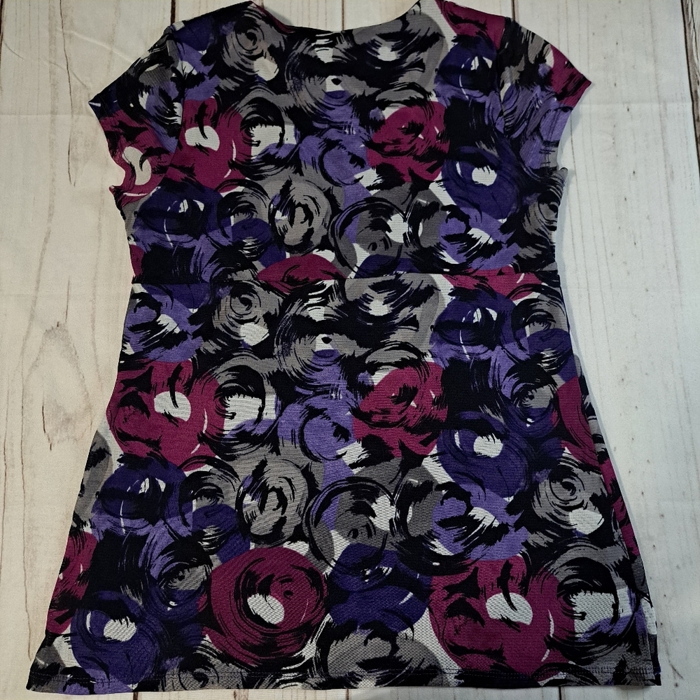 Axcess By Liz Claiborne Purple, Gray, and Pink Top Size Large - Picture 9 of 9